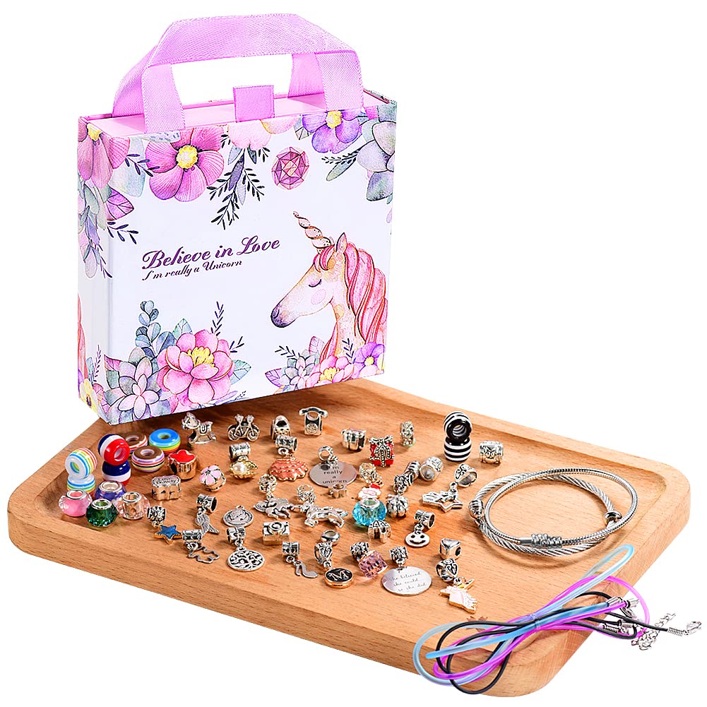 COO&KOO Girls Charm Bracelet Making Kit: A Girls Unicorn Toy Gifts for Ages 6 7 8 9 10 Girls Jewelry Making Kit 8-12 Perfect Crafts for Girls That Imagination Self-Expression and Inspires Creativity