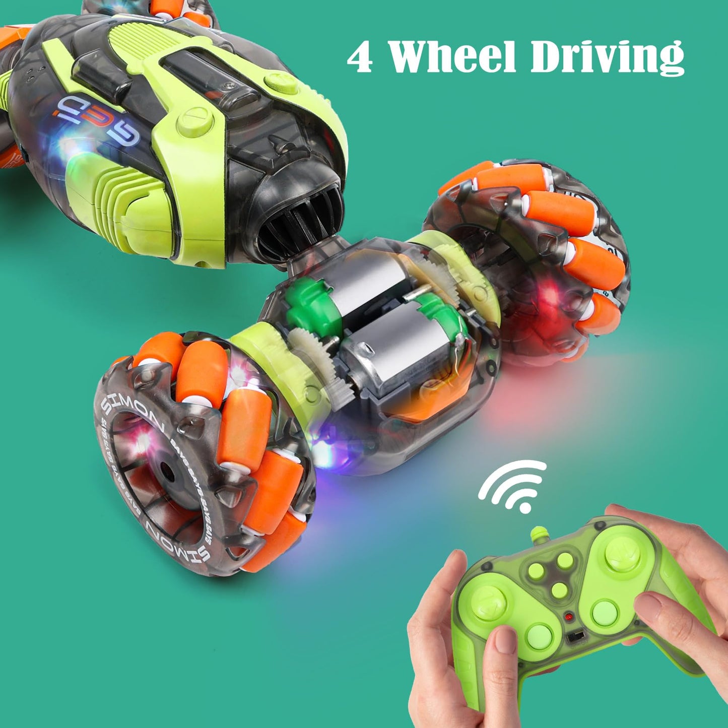 RC Gesture Control Stunt Car for Kids 5-7 6-12 8 9 10 11 Years Old Boys and Girls with Light & Music, 4WD, 360° Rotating, 2.4Ghz Remote Control Car Toys and Controlled by Hand