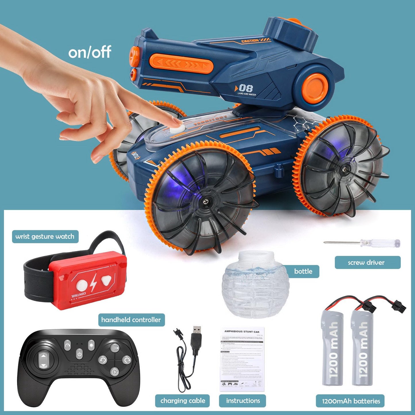 RC Gesture Control Stunt Car for Kids 5-7 6-12 8 9 10 11 Years Old Boys and Girls with Light & Music, 4WD, 360° Rotating, 2.4Ghz Remote Control Car Toys and Controlled by Hand