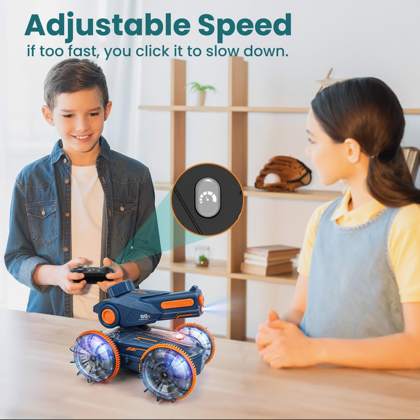 RC Gesture Control Stunt Car for Kids 5-7 6-12 8 9 10 11 Years Old Boys and Girls with Light & Music, 4WD, 360° Rotating, 2.4Ghz Remote Control Car Toys and Controlled by Hand