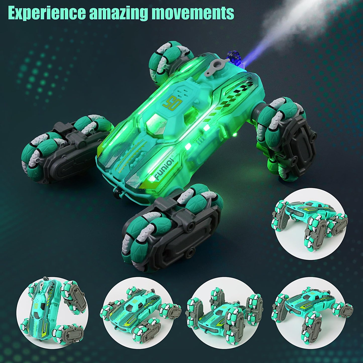 RC Gesture Control Stunt Car for Kids 5-7 6-12 8 9 10 11 Years Old Boys and Girls with Light & Music, 4WD, 360° Rotating, 2.4Ghz Remote Control Car Toys and Controlled by Hand