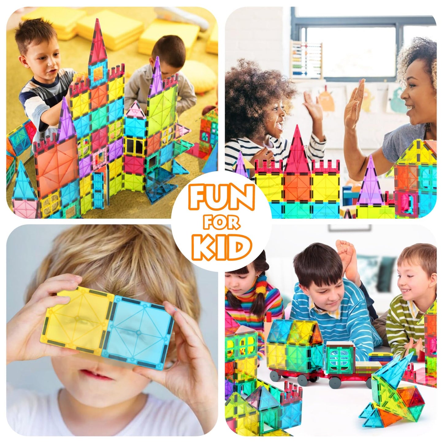 Jasonwell Magnetic Tiles Kids Magnetic Blocks Building Sets 3D Magnet Tile Building Toy Construction Educational STEM Toys Christmas Birthday Gifts for Toddlers Boys Girls 3 4 5 6 7 8 9 10 + Year Old