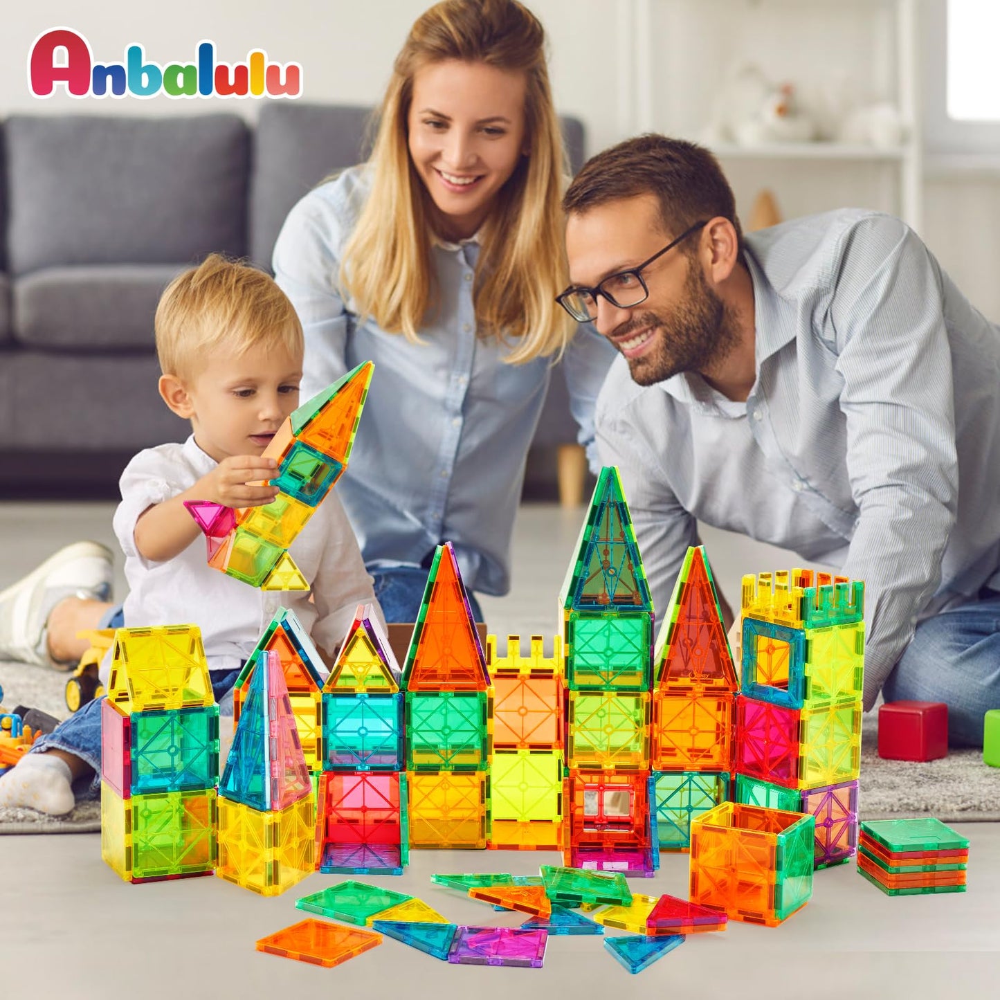 Magnetic Building Tiles, 134PCS Large Magnet Building Set,Magnetic Blocks, 3D STEM Stacking Toys, Magnets Toy for Kids Boys Girls